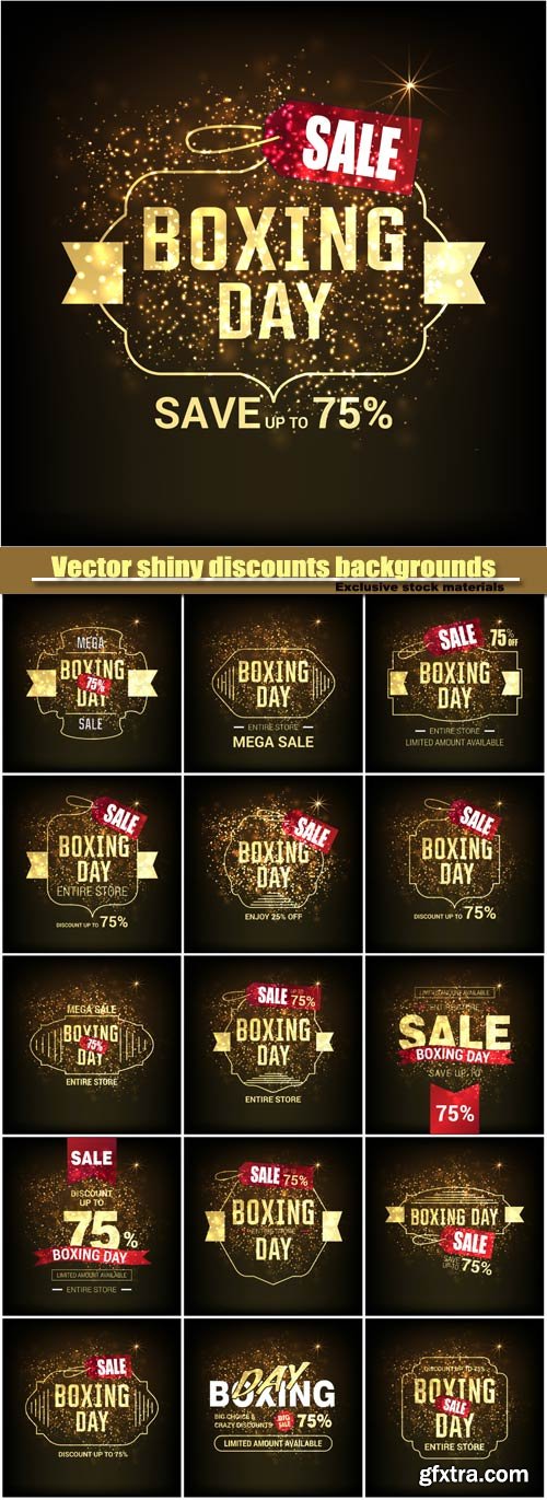 Boxing day, vector shiny discounts backgrounds