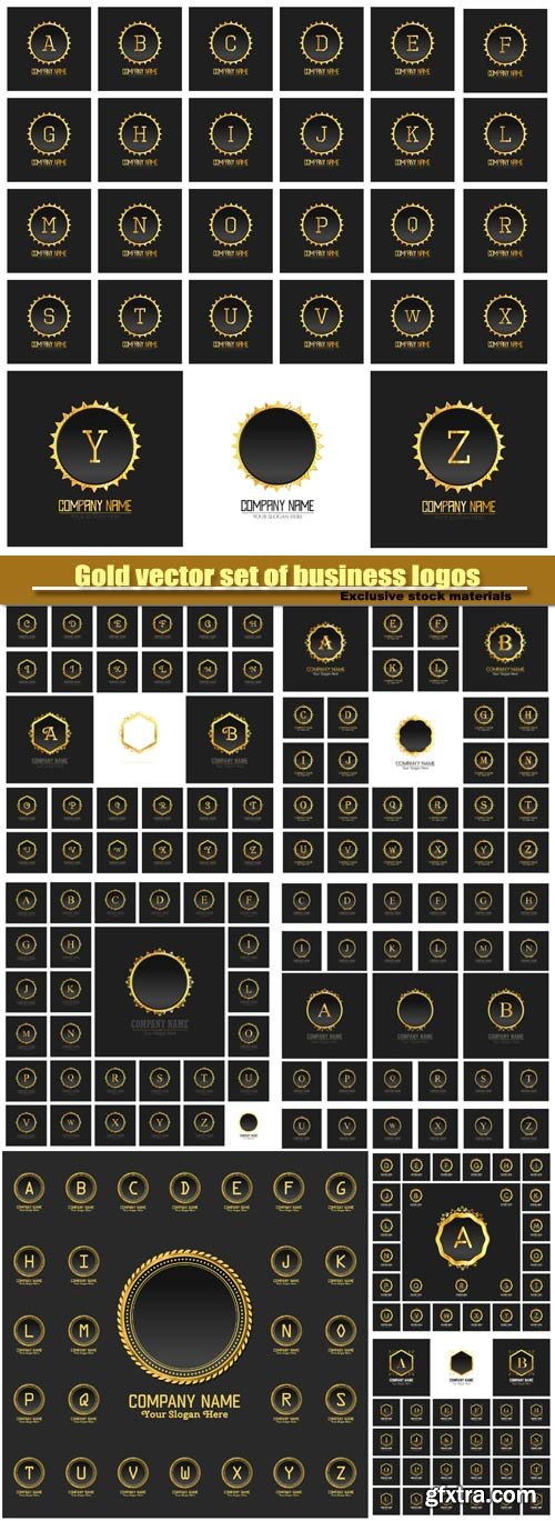 Gold vector set of business logos