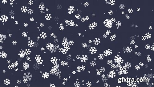 Snowflakes falling blue background