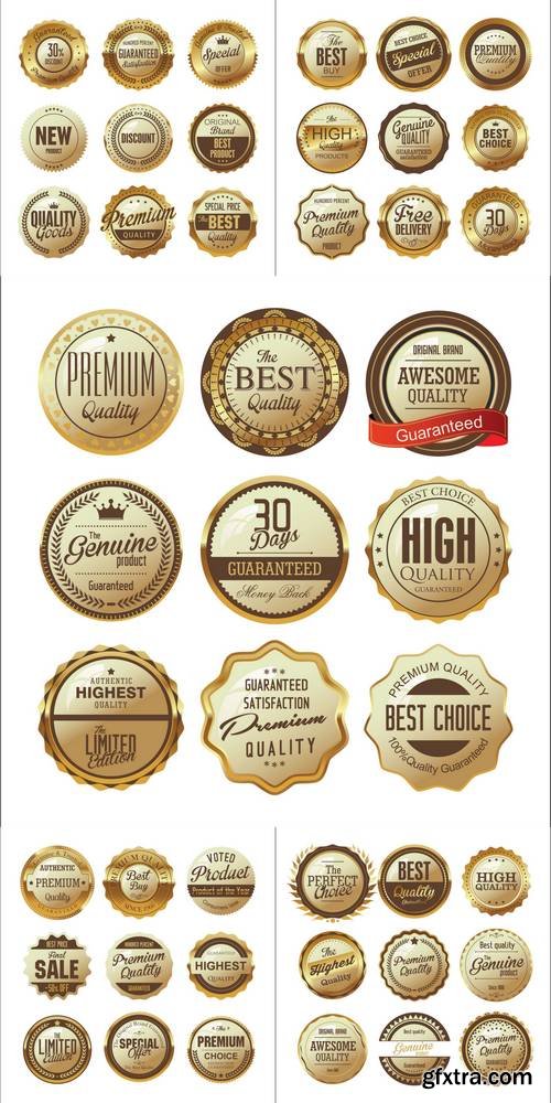 Premium and Luxury Golden Retro Badges and Labels Collection