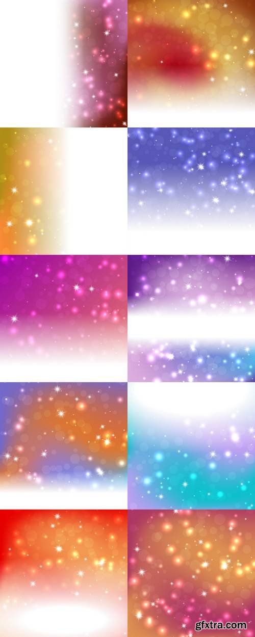 Abstract Christmas Background With Bright Stars, Bokeh and Snowflakes