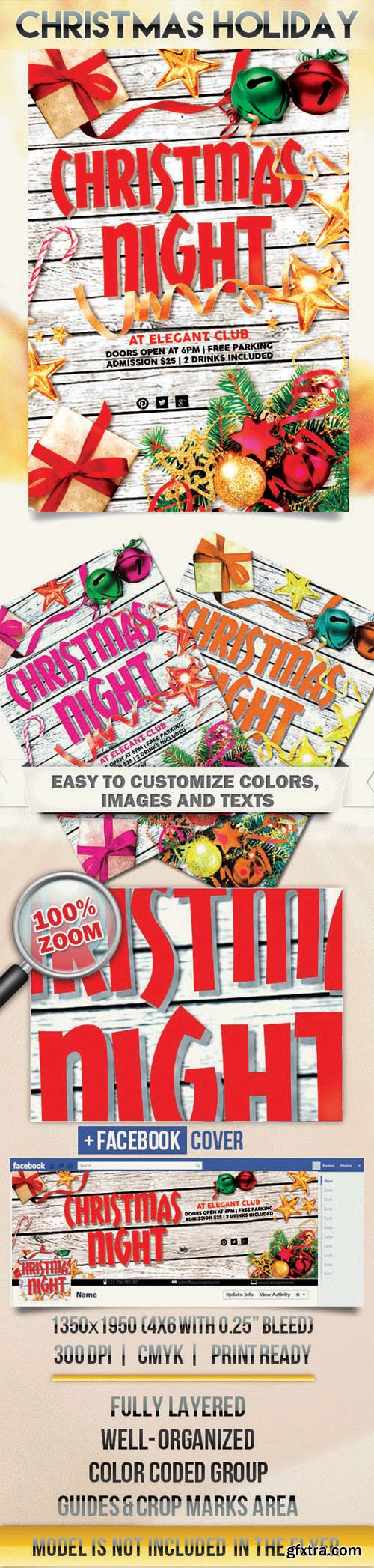 Christmas Holiday - Flyer PSD Template + Facebook Cover