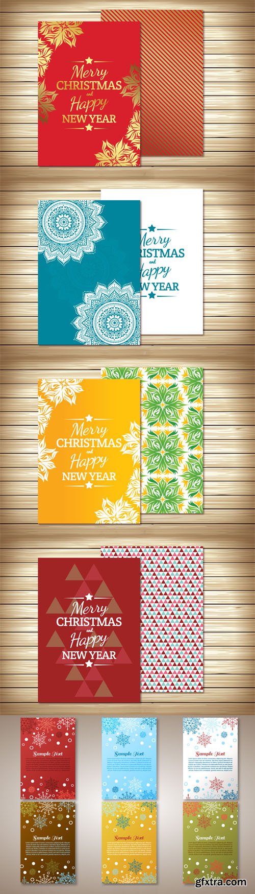 Colorful Christmas Greetings Cards in Vector [AI/EPS]