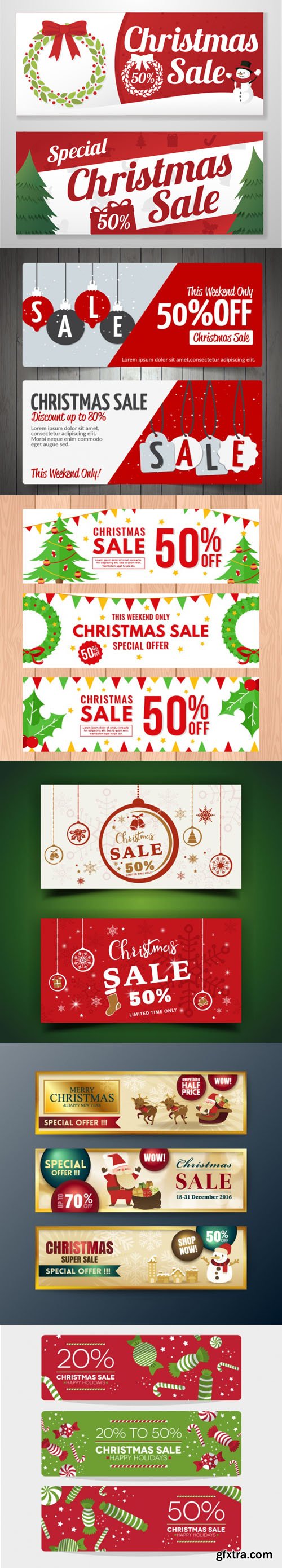 Set of Banners of Christmas Sales in Vector [AI/EPS]