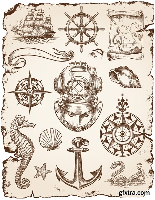 Marine sketches - Stock Vectors