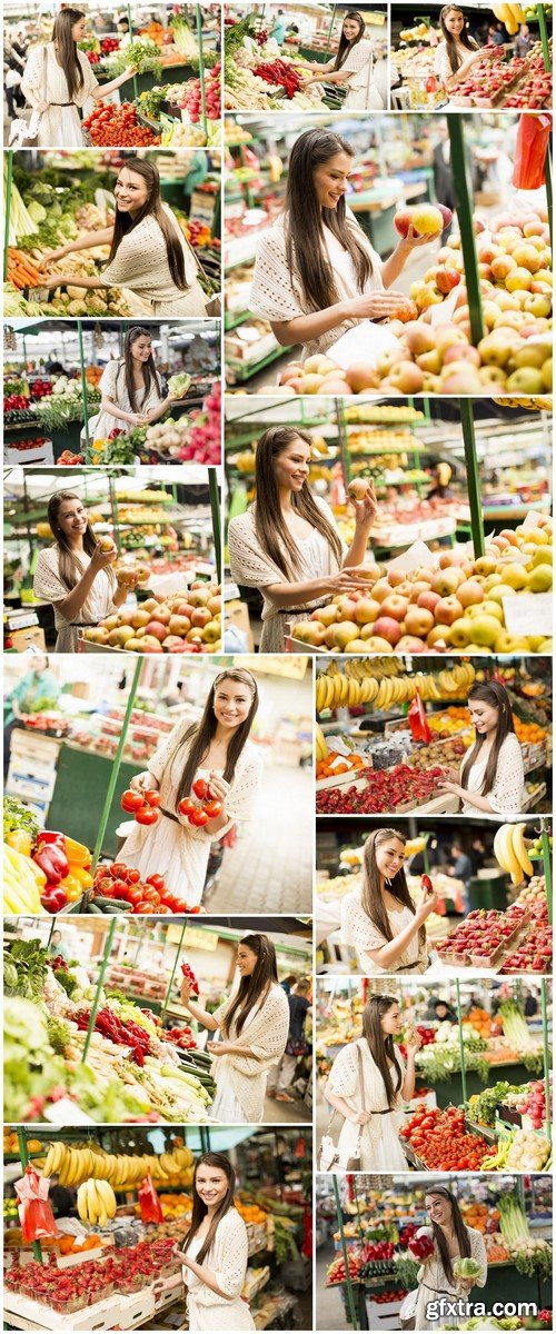 Woman Chooses Fruits And Vegetables - 18 UHQ JPEG Stock Images