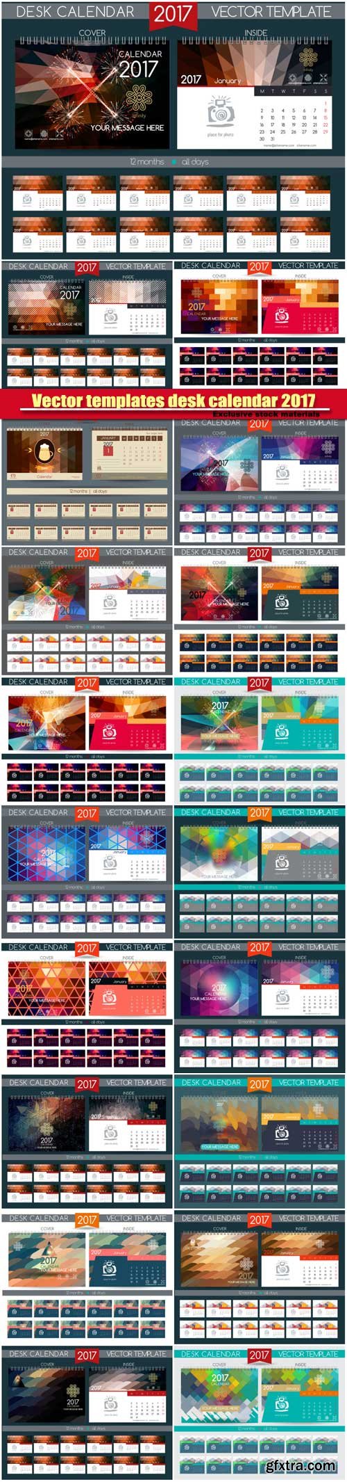 Vector templates desk calendar 2017