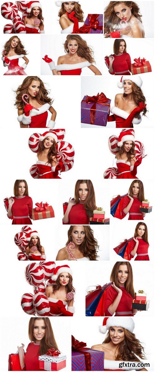 Girl With Christmas Gifts 2 - 20 UHQ JPEG Stock Images