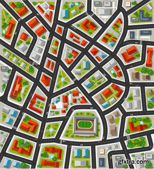 CreativeMarket City top view Bundle map city 1121360