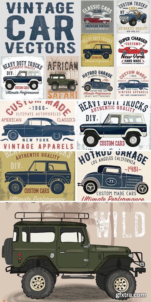 CM 1108598 - Vector Set Of Vintage Cars