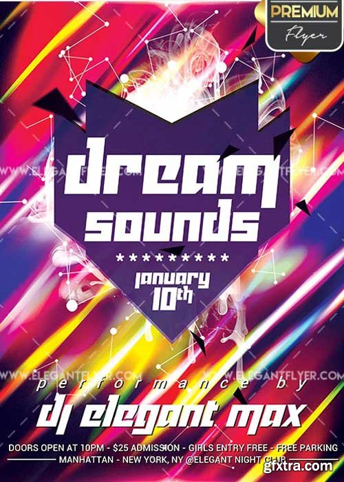 Dream Sounds V4 Flyer PSD Template + Facebook Cover