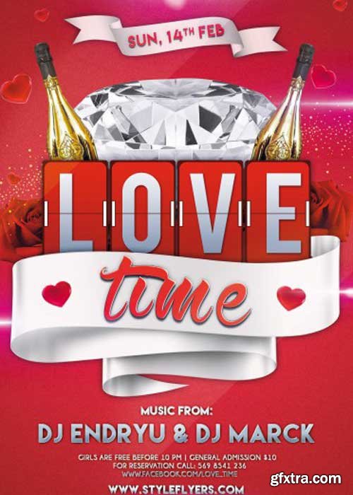 Love Time Party V5 PSD Flyer Template with Facebook Cover