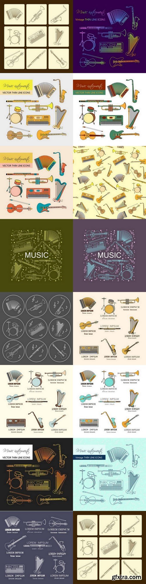 music instruments - 15 EPS Vector Stock