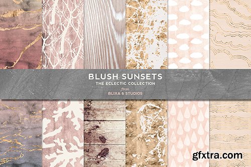 Textures - Blush Sunsets Rose Gold & Watercolor