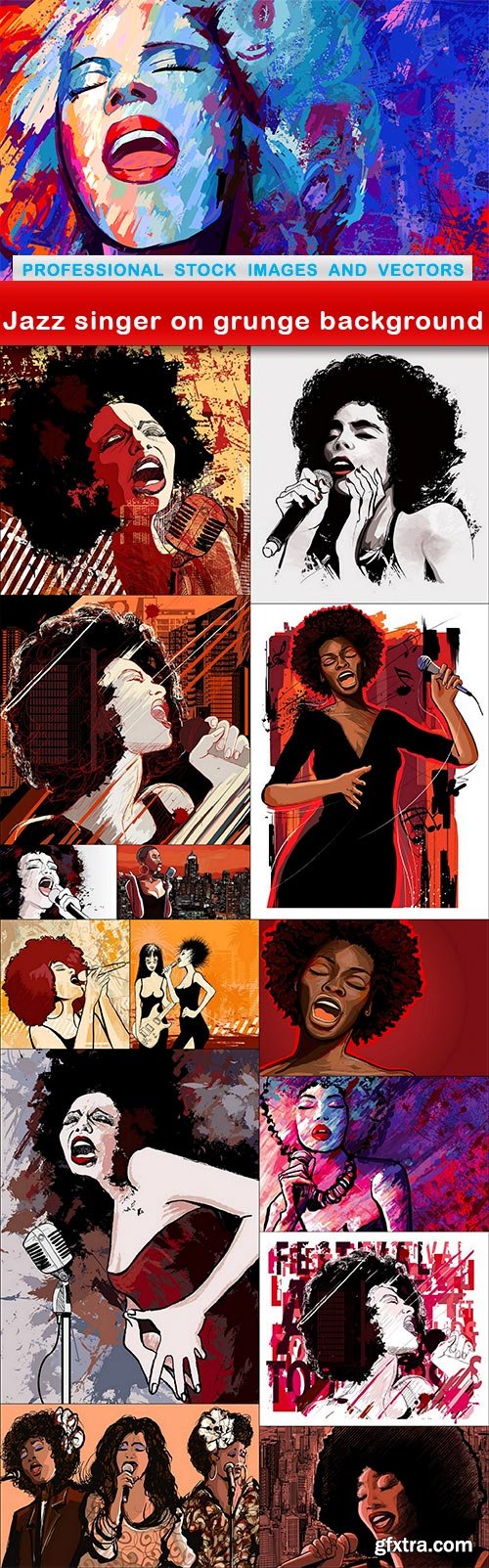 Jazz singer on grunge background - 15 EPS