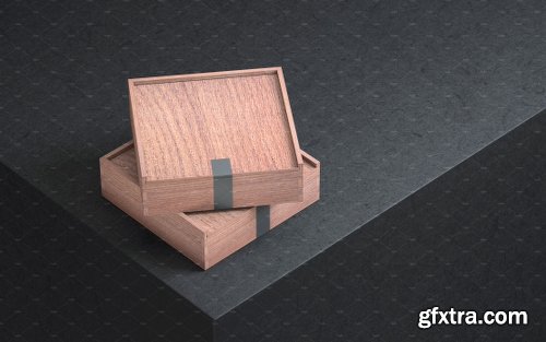 CreativeMarket Mockup of Wooden Box- 3 Photo 1123512