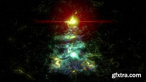 Computer generated Nebula in a form of Christmas Fir-Tree background seamless loop in 4k resolution