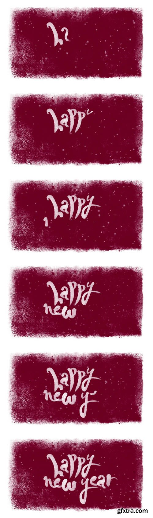 Happy New Year Calligraphic Lettering with Snow inside a Frozen Frame