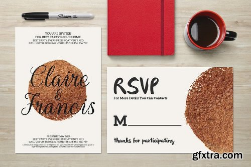 CreativeMarket Gold Wedding Invitation Suite 1122081