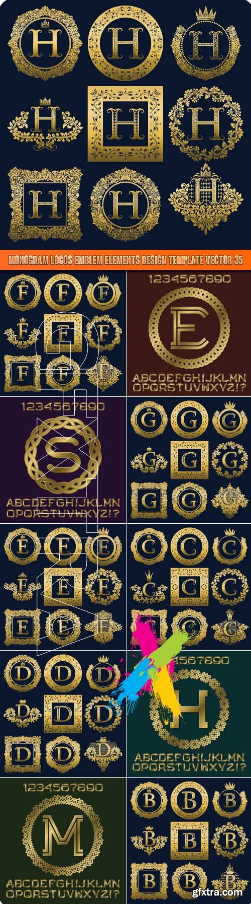 Monogram logos emblem elements design template vector 35