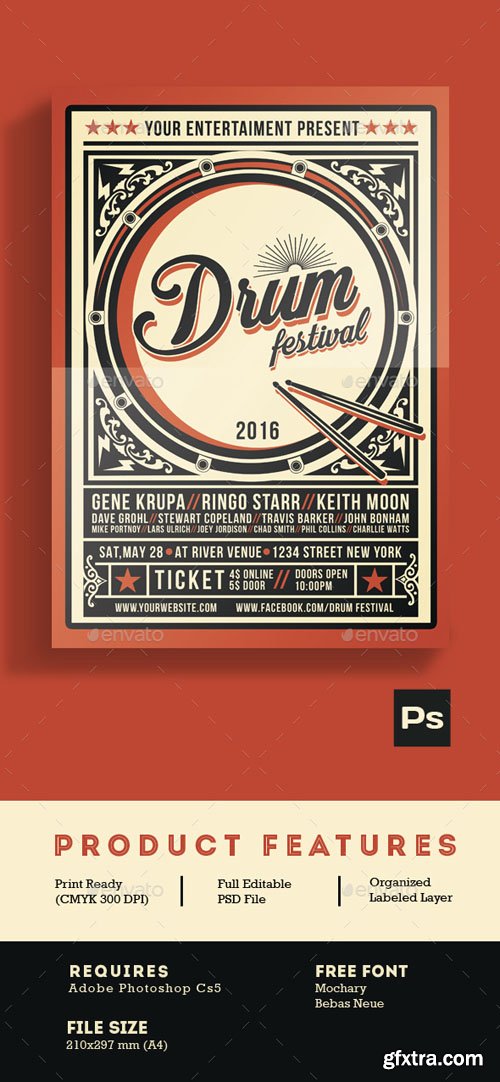 GR - Drum Festival Flyer Template 16127583