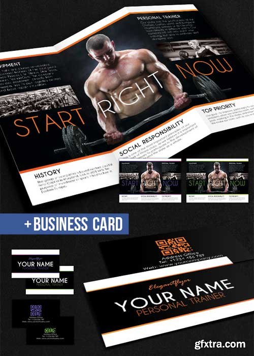 Fitness Tri-Fold Brochure Design V02 PSD Template