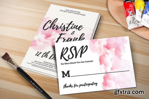 CreativeMarket Watercolor Wedding Invitation Set 1122056