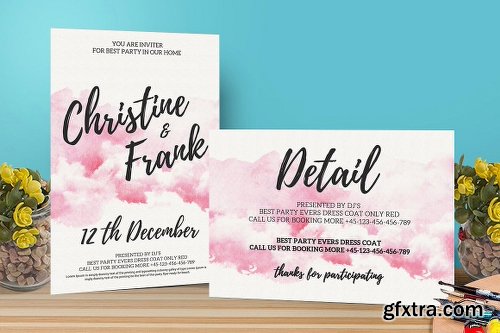 CreativeMarket Watercolor Wedding Invitation Set 1122056