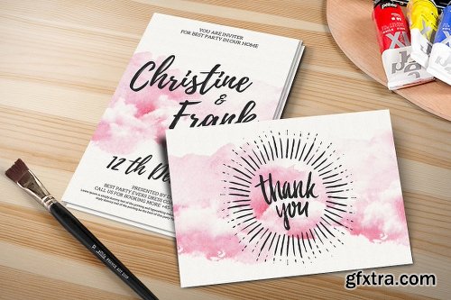 CreativeMarket Watercolor Wedding Invitation Set 1122056