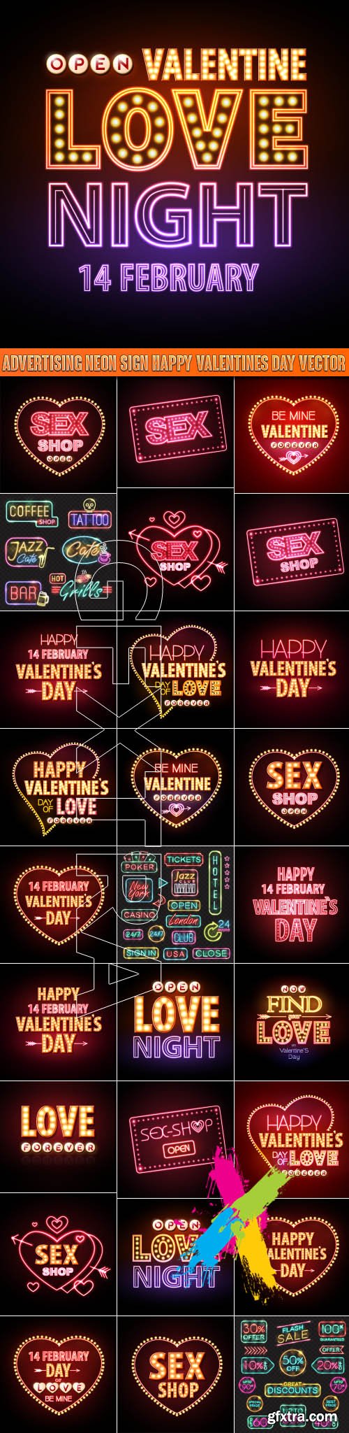 Advertising Neon sign Happy Valentines day vector