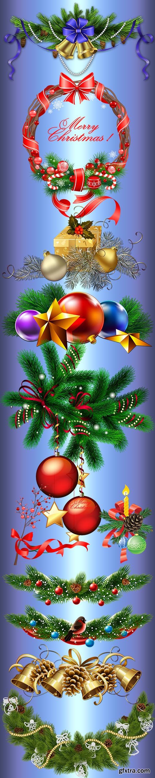 New year and Christmas clusters on a transparent background