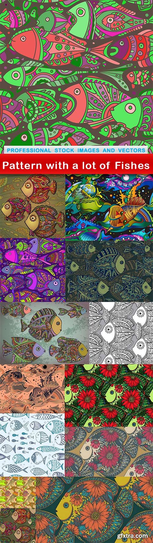 Pattern with a lot of Fishes - 14 EPS