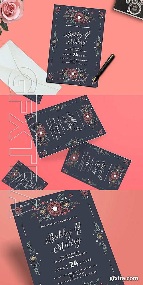 CM - Floral Wedding invitation 1131345