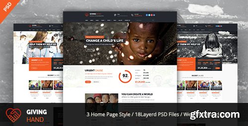 ThemeForest - GIVINGHAND - Charity & Fundraising PSD Template 14954769