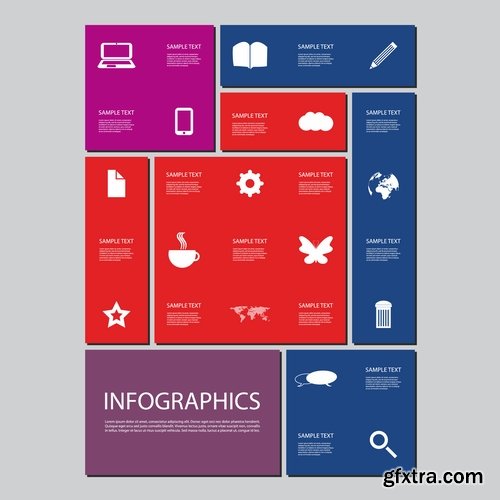 Collection of business infographics template is an example of a web site is a step by step calculation 9-25 EPS