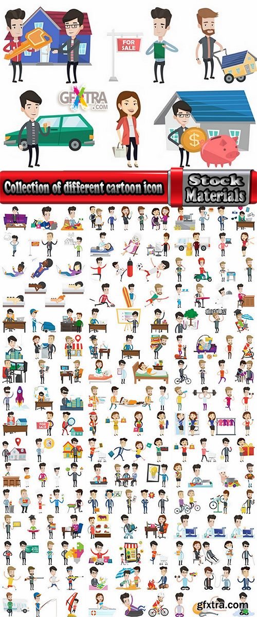 Collection of different cartoon icon cartoon flyers to banner book 25 EPS