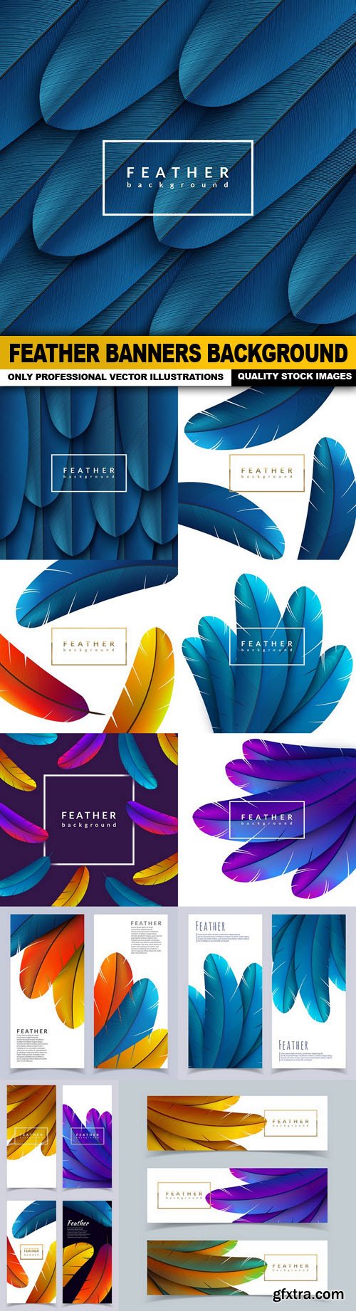 Feather Banners Background - 12 Vector