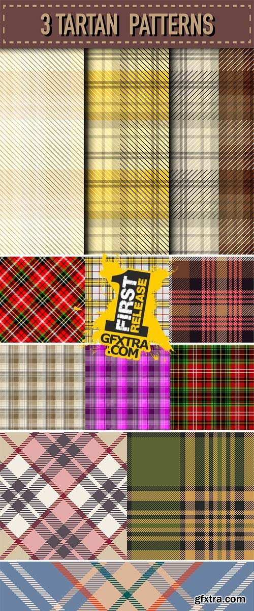 Set of three Tartan Plaid samples in vector seamless pattern Stock vector