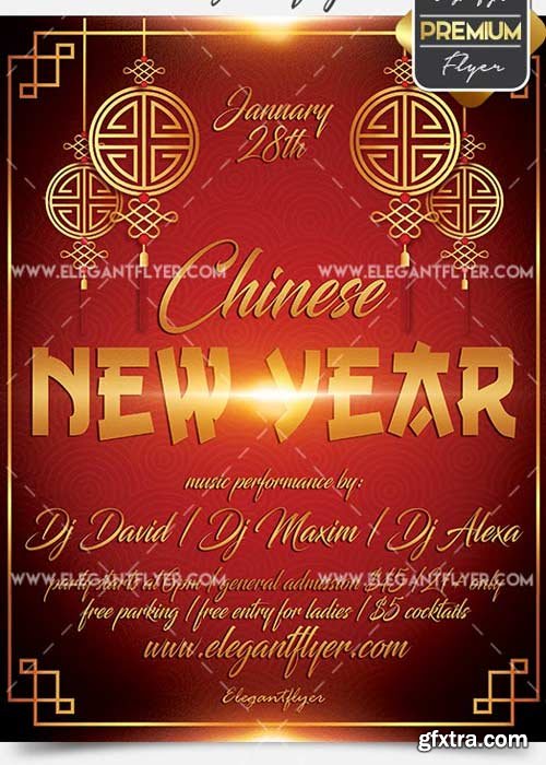 Chinese New Year Night Flyer PSD V2 Template + Facebook Cover