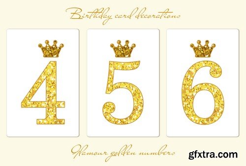 Gold numbers with a crown - 5 EPS