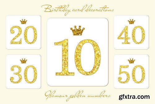 Gold numbers with a crown - 5 EPS