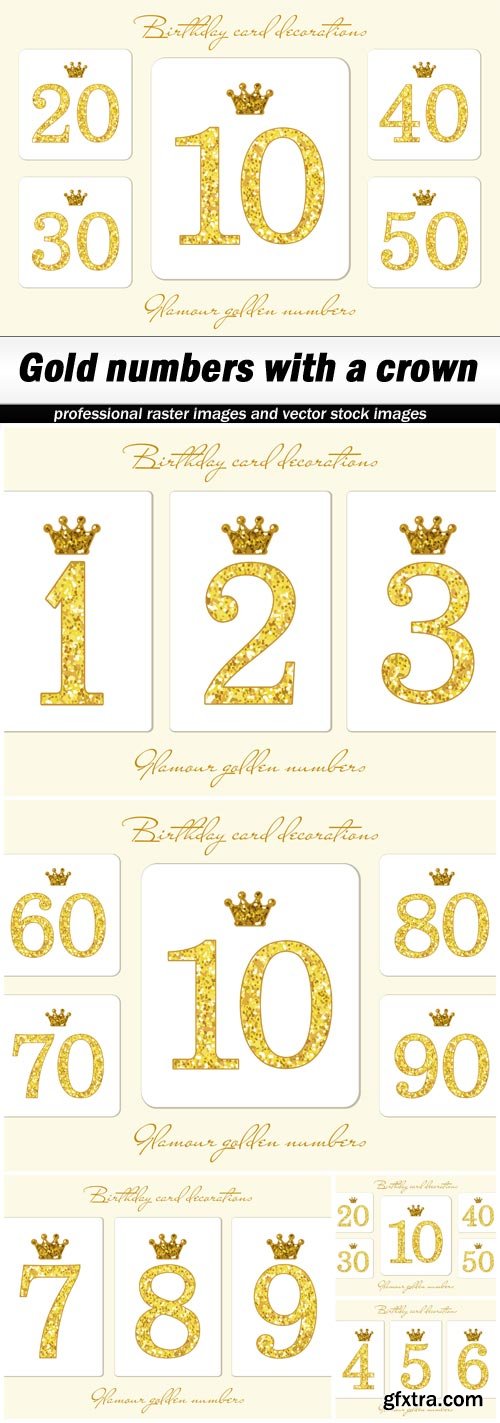 Gold numbers with a crown - 5 EPS