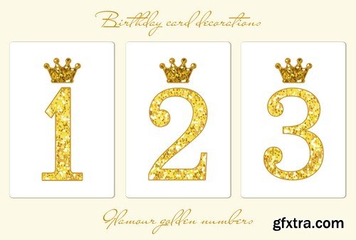 Gold numbers with a crown - 5 EPS