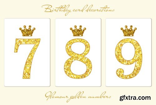 Gold numbers with a crown - 5 EPS