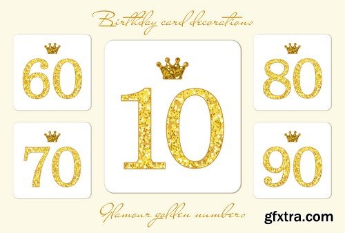 Gold numbers with a crown - 5 EPS