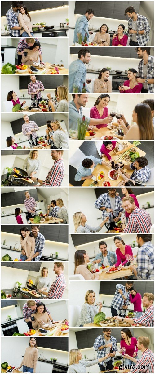 Friends In The Kitchen (Healthy Eating) - 18 UHQ JPEG Stock Images