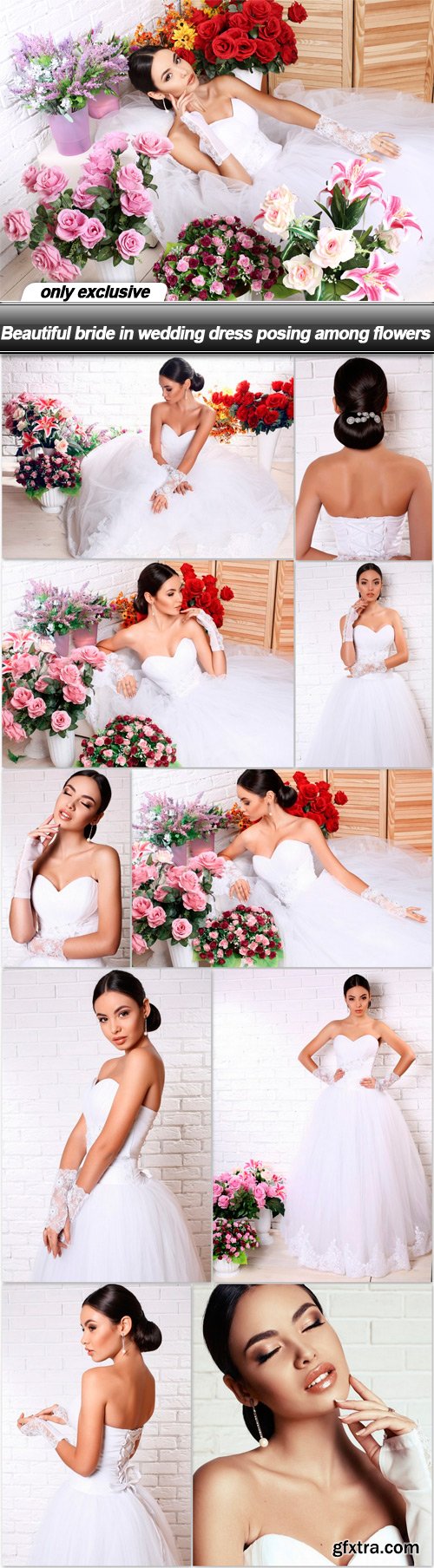 Beautiful bride in wedding dress posing among flowers - 11 UHQ JPEG