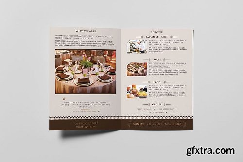 Fine Dining Restaurant-Bifold A5 Brochure Template