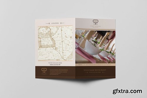 Fine Dining Restaurant-Bifold A5 Brochure Template