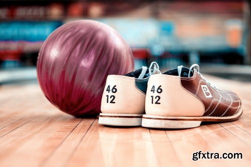 Collection bowling pin a skittle alley ball parquet path 25 HQ Jpeg